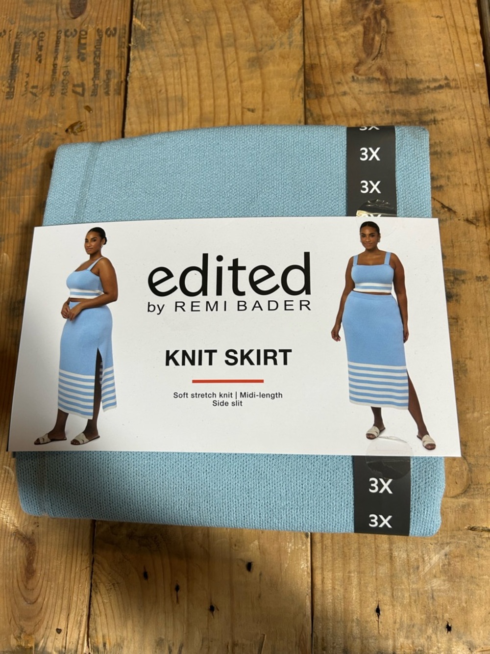 edited‎ by REMI BADER Light Blue Knit Midi Skirt - 3X